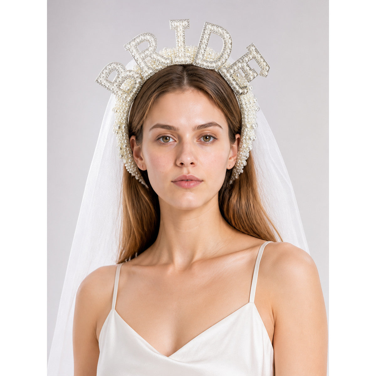 Carnival wedding headband with a white veil for Halloween main product view