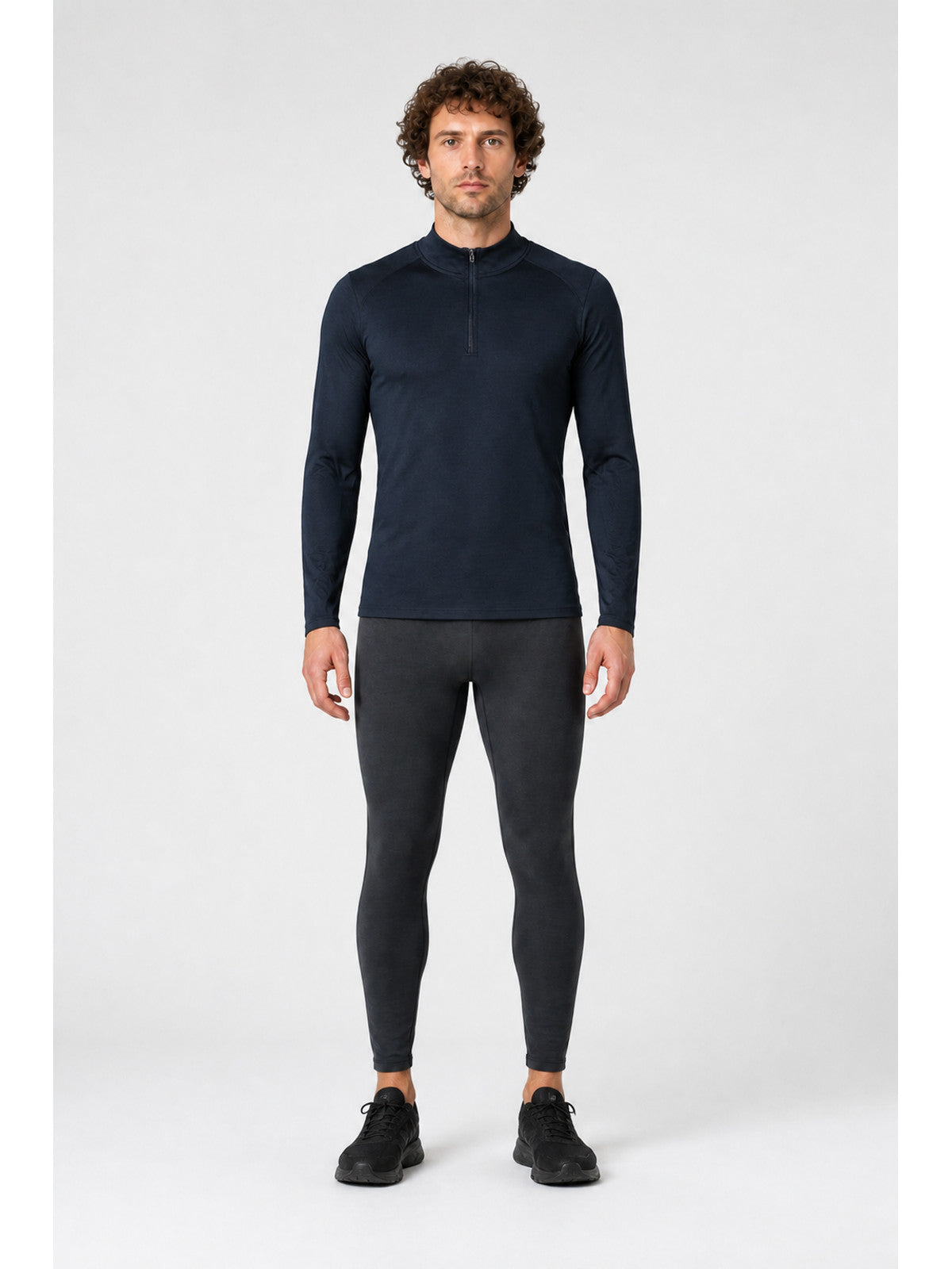 Fitted Dark Navy Half-Zip Jacket with Stand Collar main product view