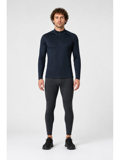 Fitted Dark Navy Half-Zip Jacket with Stand Collar main product view