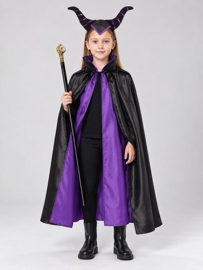 Witch Carnival Costume with Cape on-model view