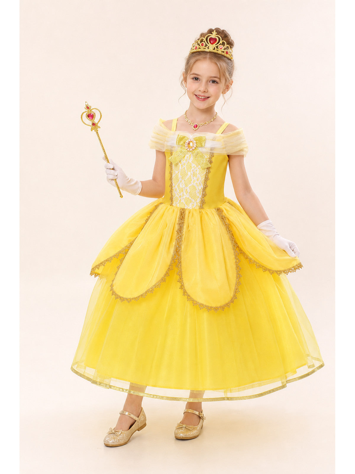 Gold Princess Carnival Costume Set on-model view
