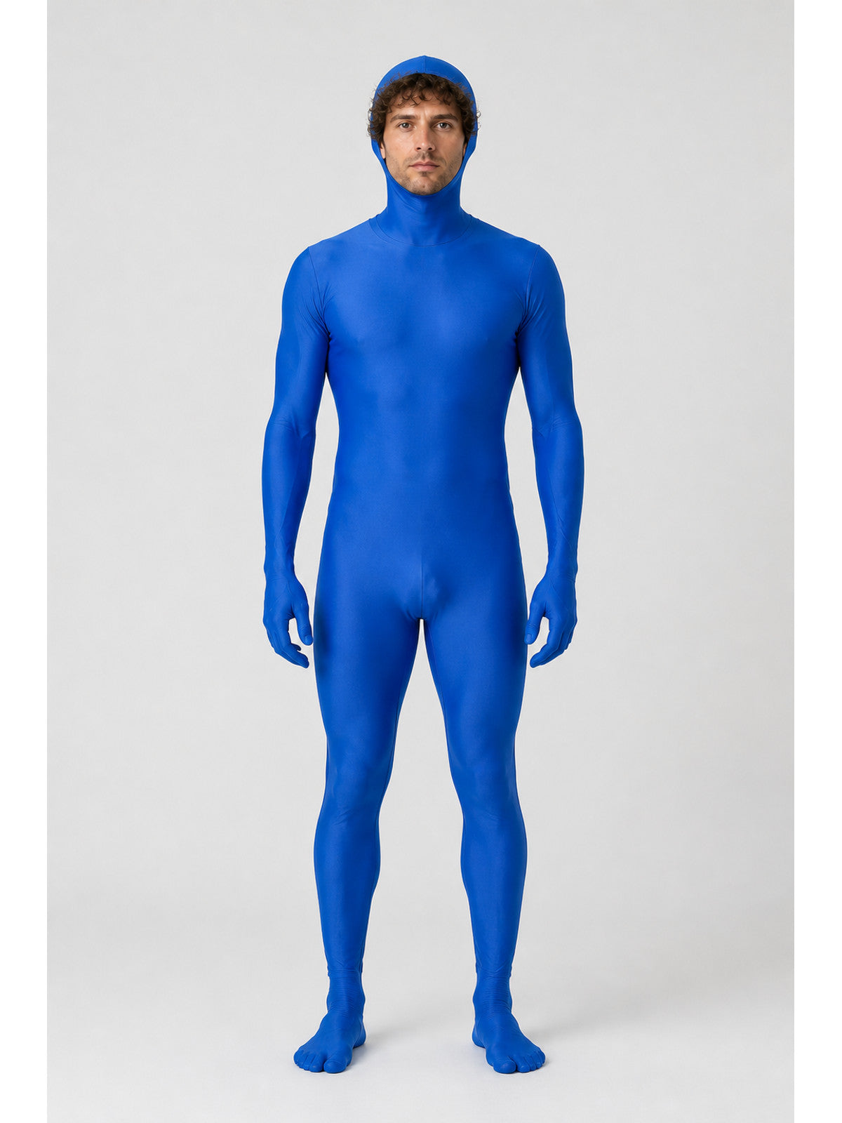 Blue Hooded Zentai Suit with an Open Face main product view