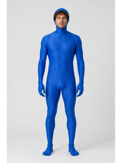 Blue Hooded Zentai Suit with an Open Face main product view