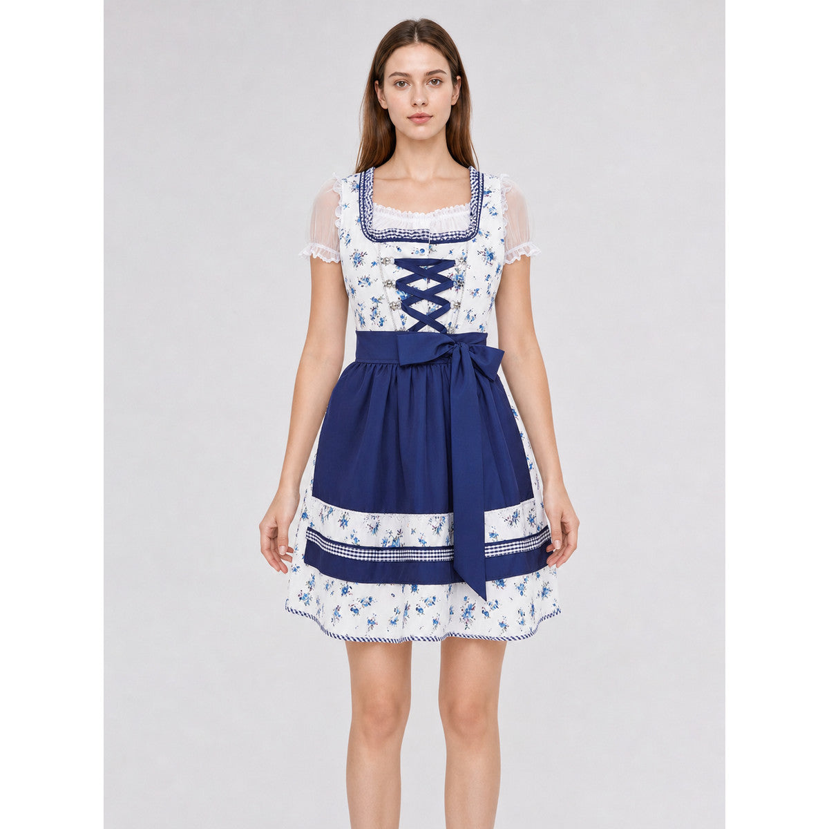 Bavarian Dirndl Dress with Apron for Oktoberfest