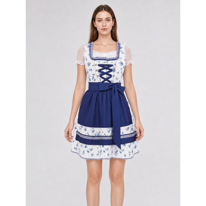 Bavarian Dirndl Dress with Apron for Oktoberfest