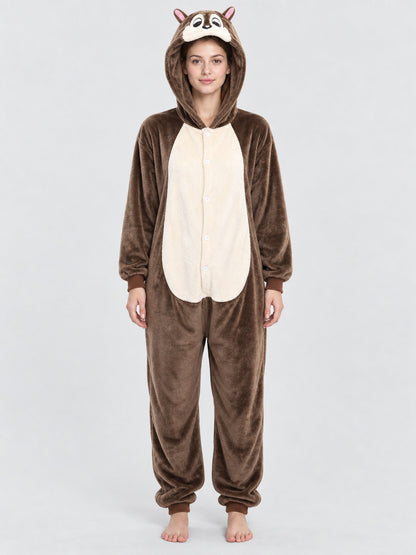 Brown Hooded Onesie Pajama with Ears
