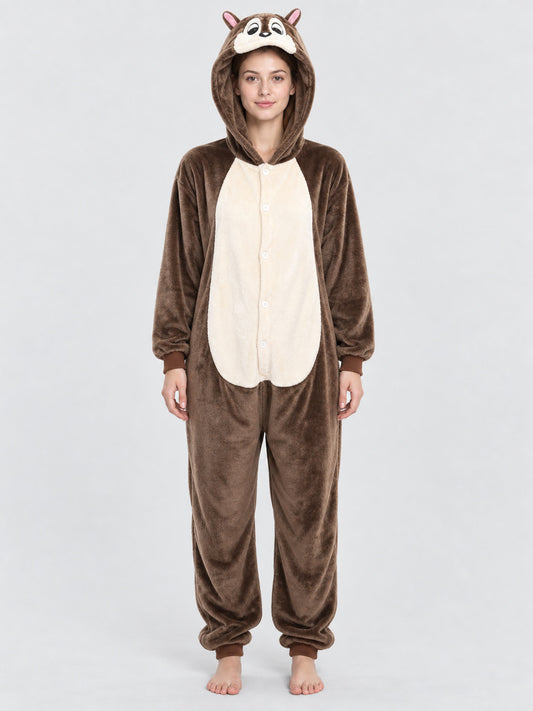 Brown Hooded Onesie Pajama with Ears