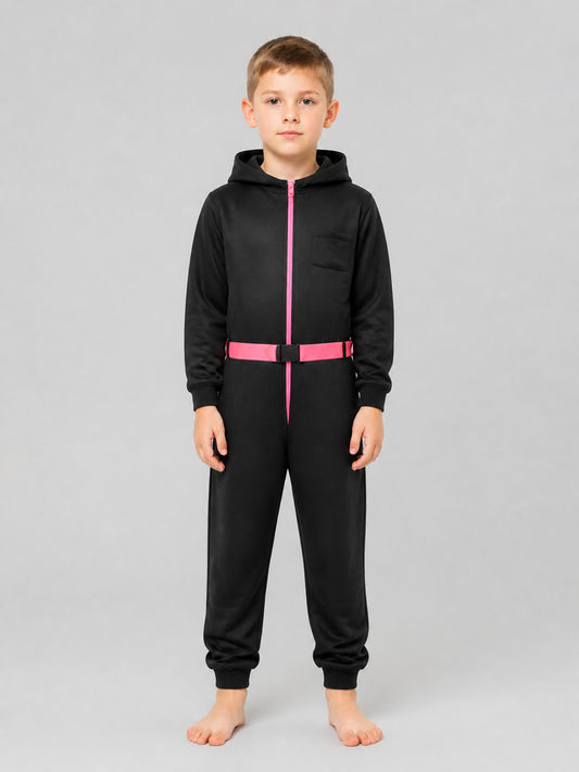 Money Heist Dali Cosplay Costume, Black Jumpsuit on-model view