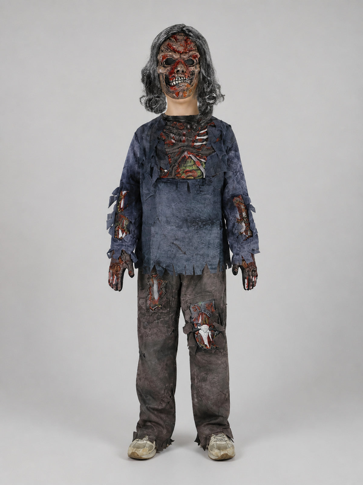 Skeleton Costume with Torn Edges on-model view