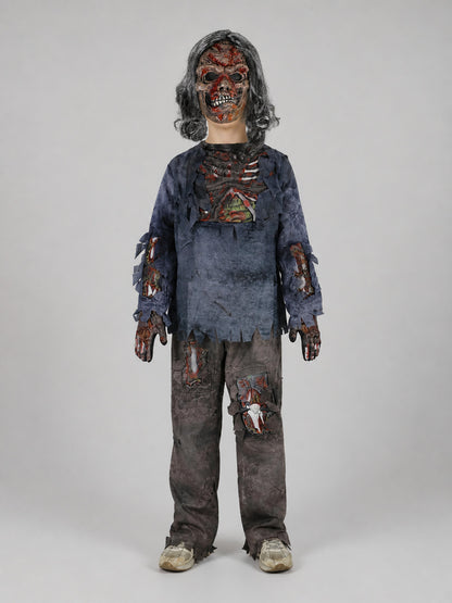 Skeleton Costume with Torn Edges on-model view