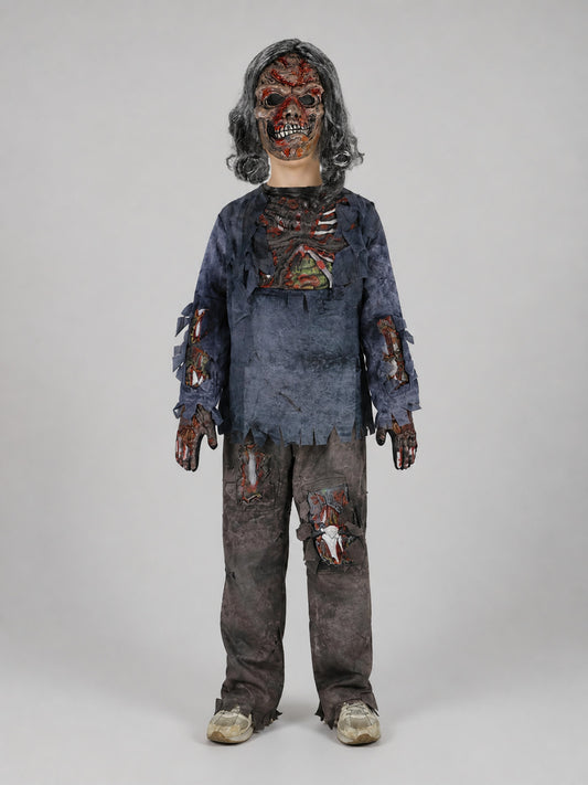 Skeleton Costume with Torn Edges on-model view