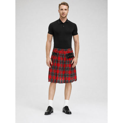 Plaid Pleated Skirt with Waistband Decoration