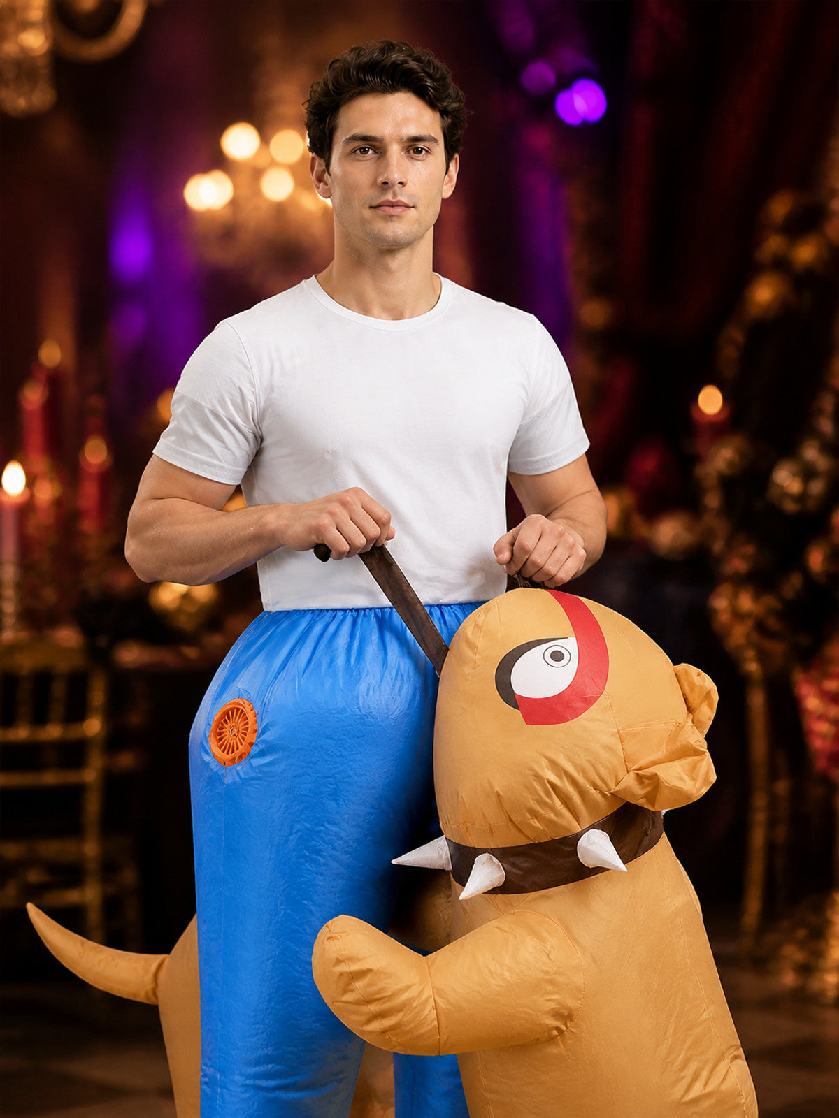 Inflatable Dinosaur Costume for Adults, Funny Halloween Party Outfit on-model view
