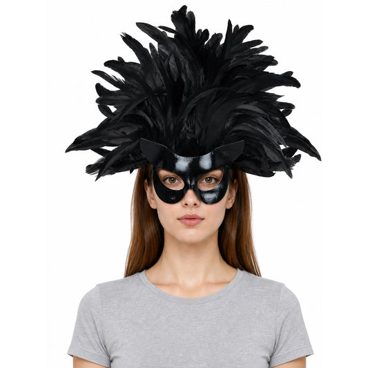 Black Feather Mask for Carnival and Halloween