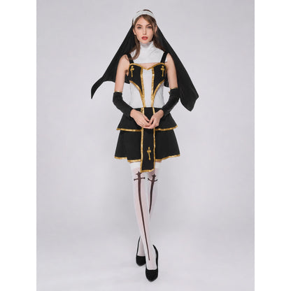 Monastic-style costume for cosplay and Halloween on-model view