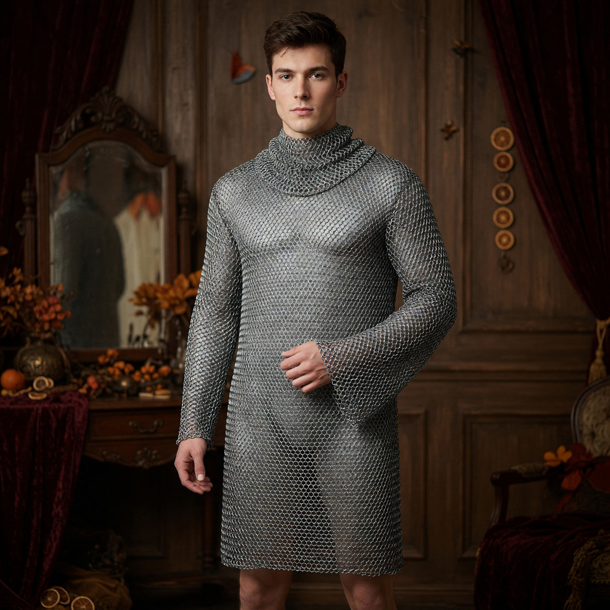 Hooded Long-Sleeve Dress, Above the Knee on-model view