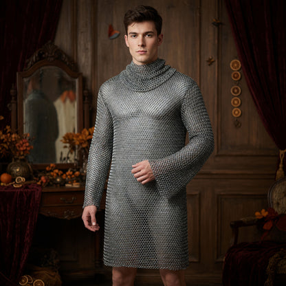 Hooded Long-Sleeve Dress, Above the Knee on-model view