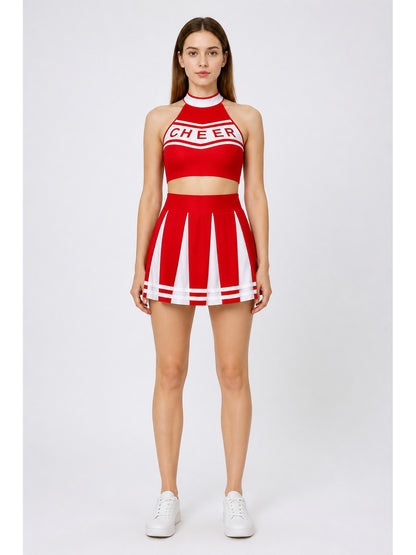 Cheerleading Costume: Top and Skirt, Red and White main product view