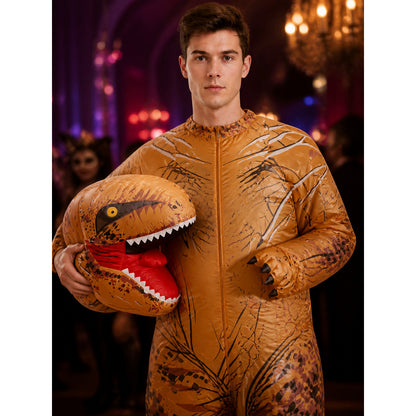 Inflatable T-Rex Dinosaur Costume, Funny Halloween Outfit for Adults and on-model view