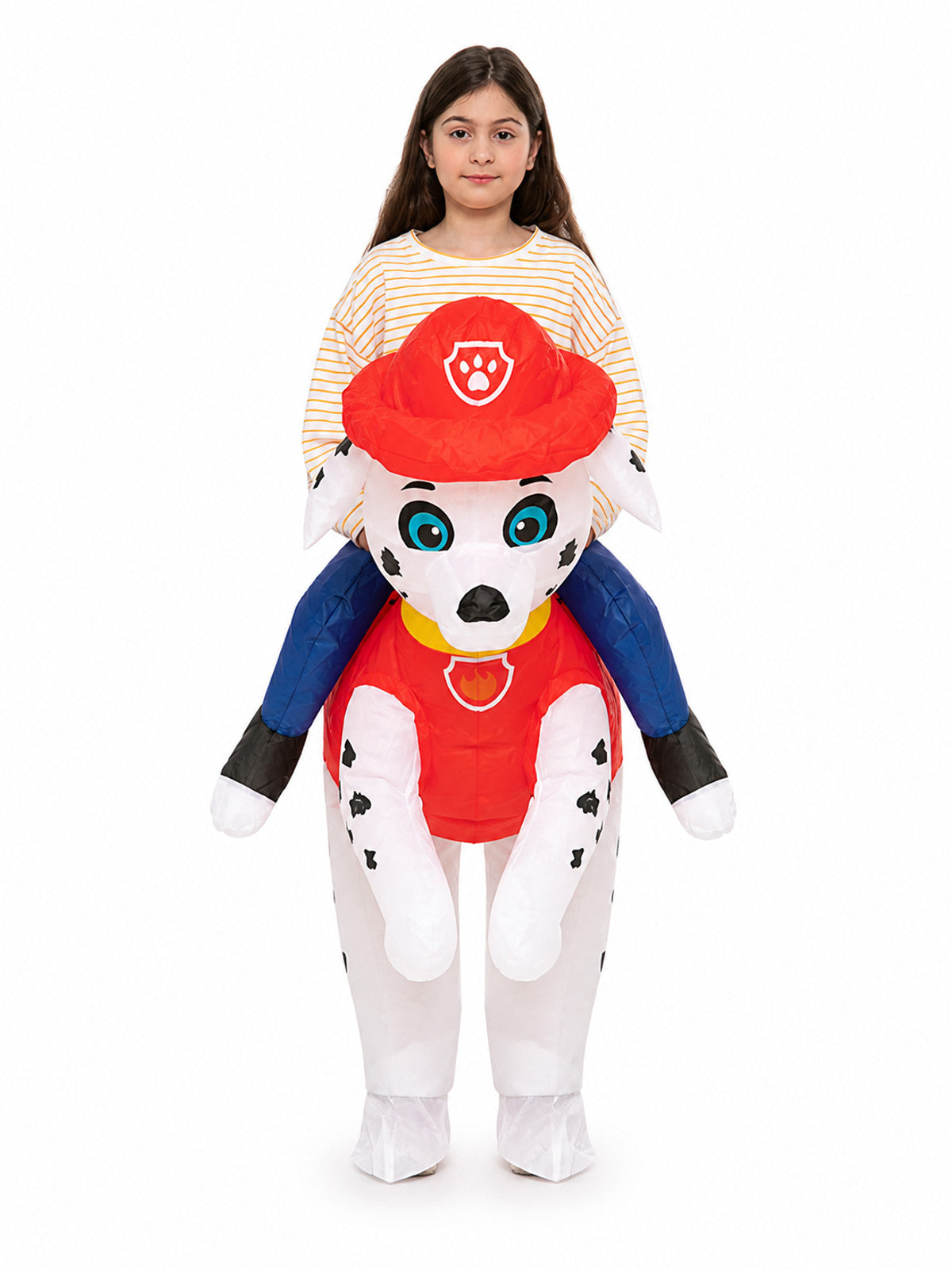 Inflatable Dog Costume, One-Piece Carnival Costume, White and Red front view