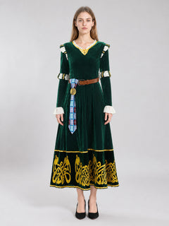 Costume Dress with Gold-Tone Trim and Belt