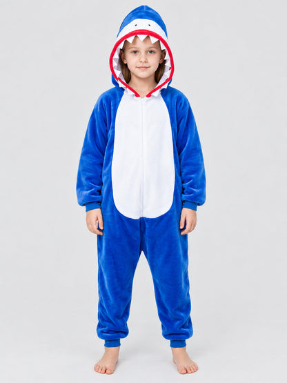 Shark Kigurumi Pajama with Hood and Tail on the Back