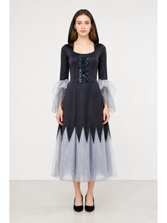 Halloween Dress with a Tattered Hem and Hood