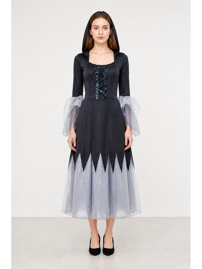 Halloween Dress with a Tattered Hem and Hood main product view