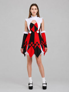 Jester Costume Dress with Diamond Pattern
