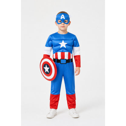Children's Captain America Costume with Muscles and Shield main product view