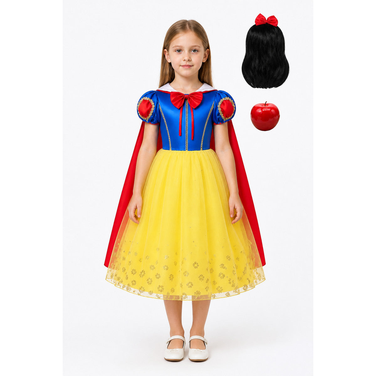Snow White Children's Costume with Cape and Wig main product view