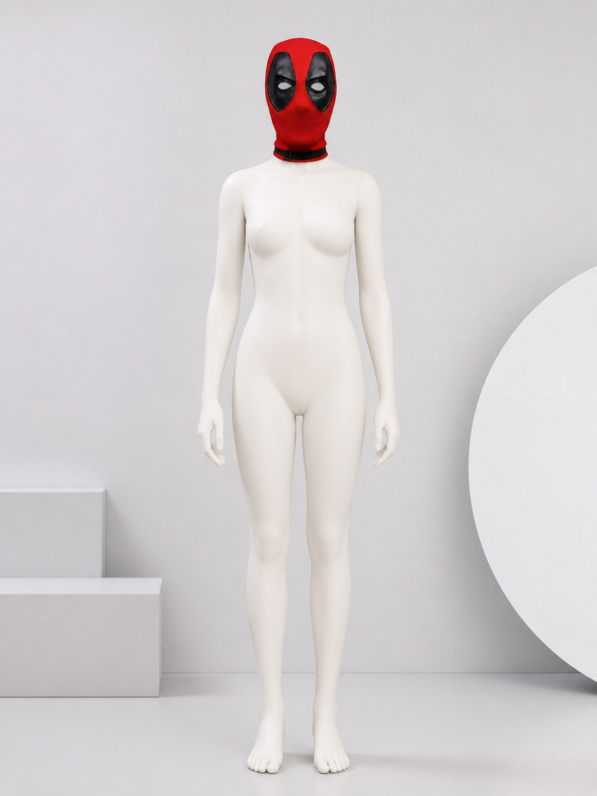Red Carnival Mask with Black Eyes for Halloween