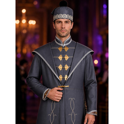 Wizard costume with robe and hat for Halloween on-model view