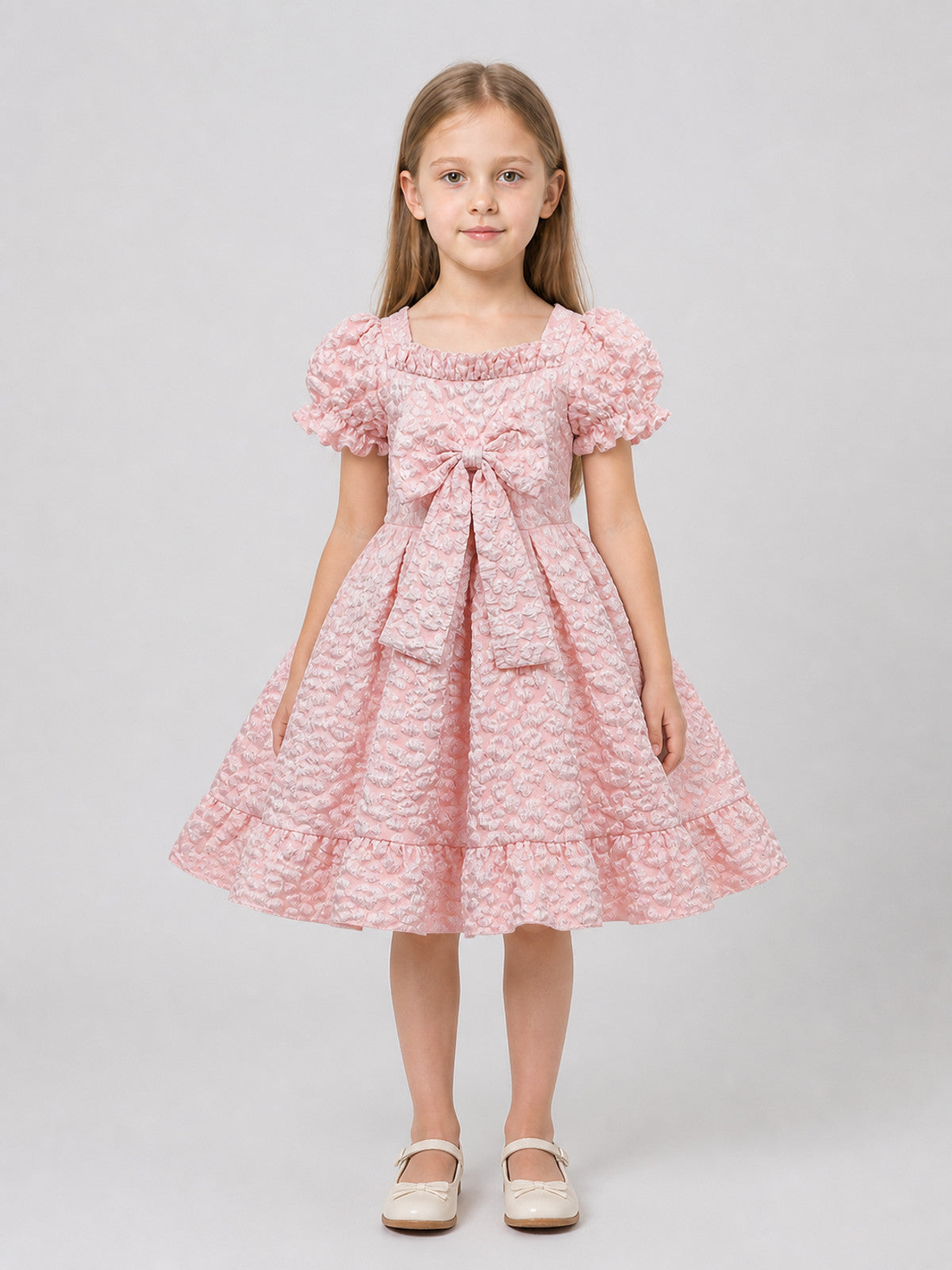 Princess Dress with Bow and Puff Sleeves