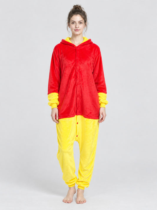 Red and Yellow Hooded Kigurumi Jumpsuit