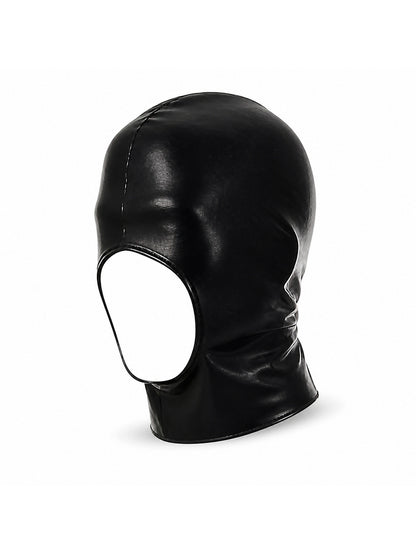 Hood Face Mask Faux Leather Head Cover Men Sexy Blindfold Cap Open Mouth Gothic