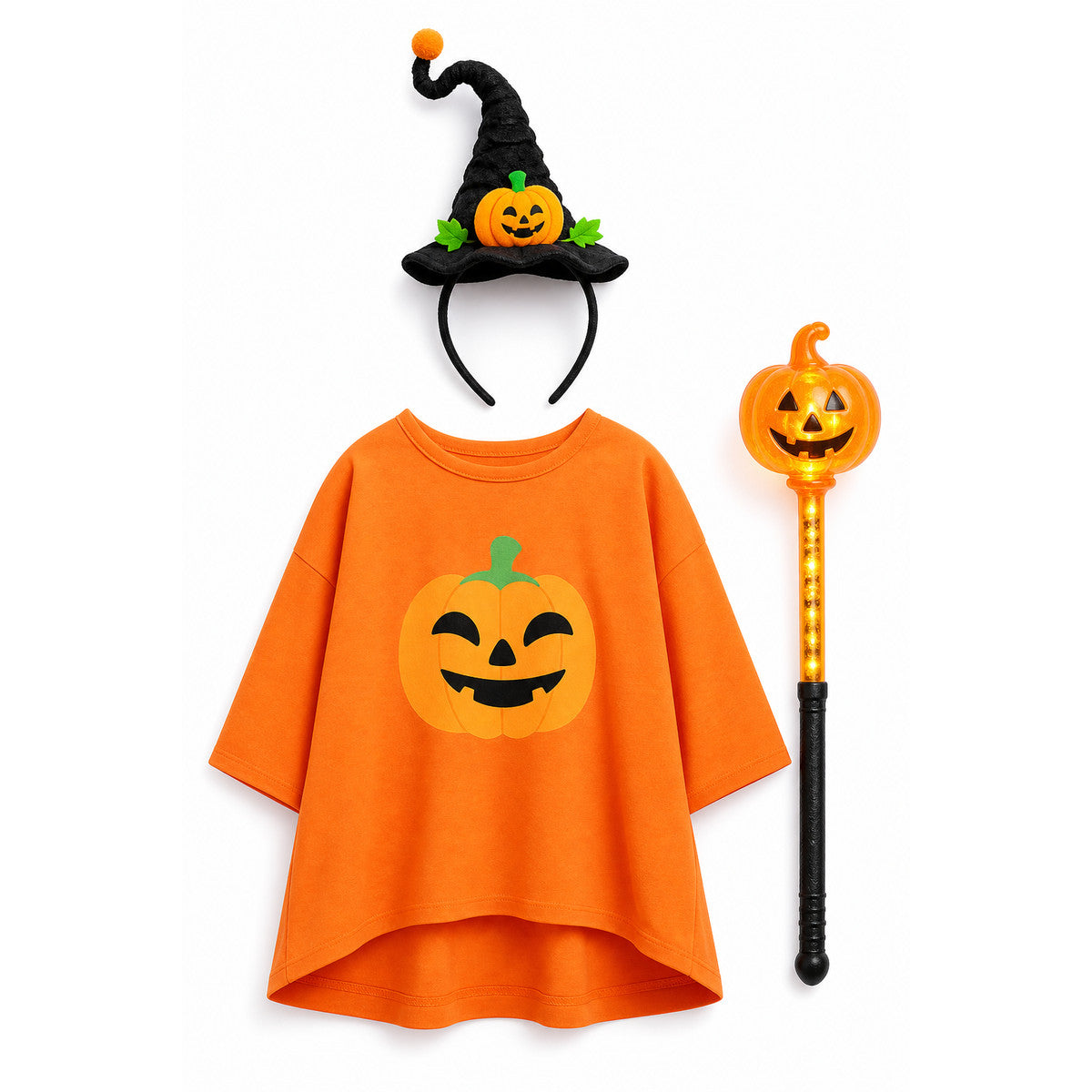 Children's Halloween Pumpkin Costume Set on-model view