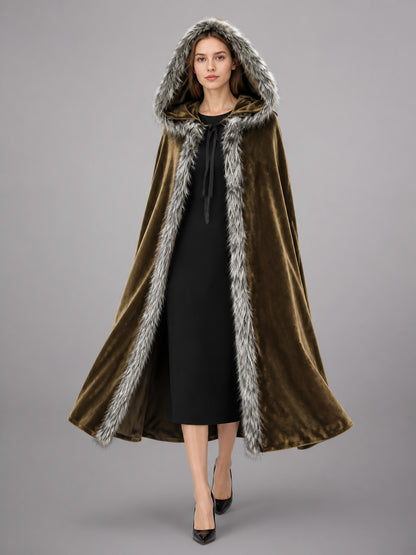Brown Carnival Cloak with Hood front view