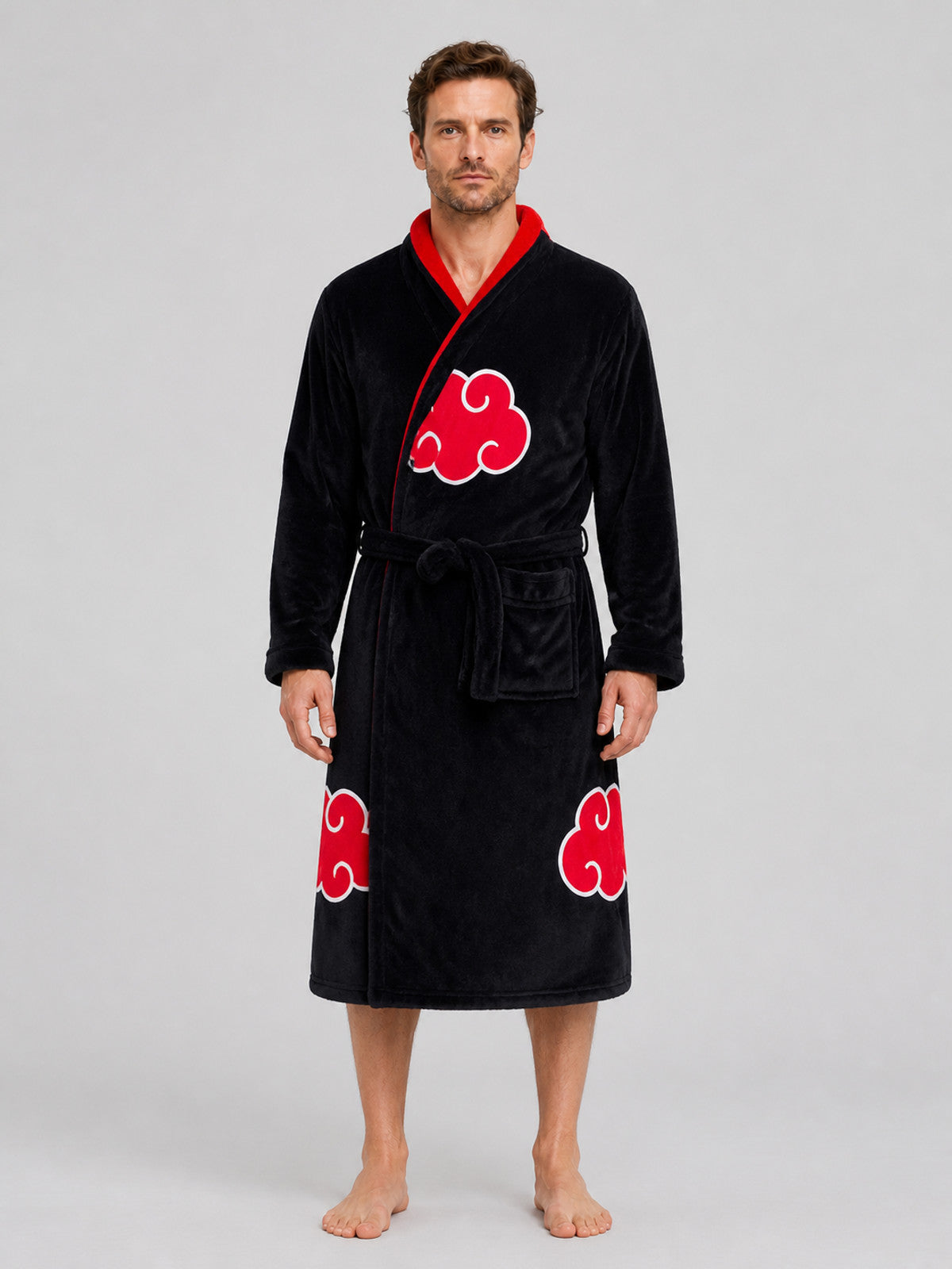 Akatsuki Hooded Cosplay Robe for Home on-model view
