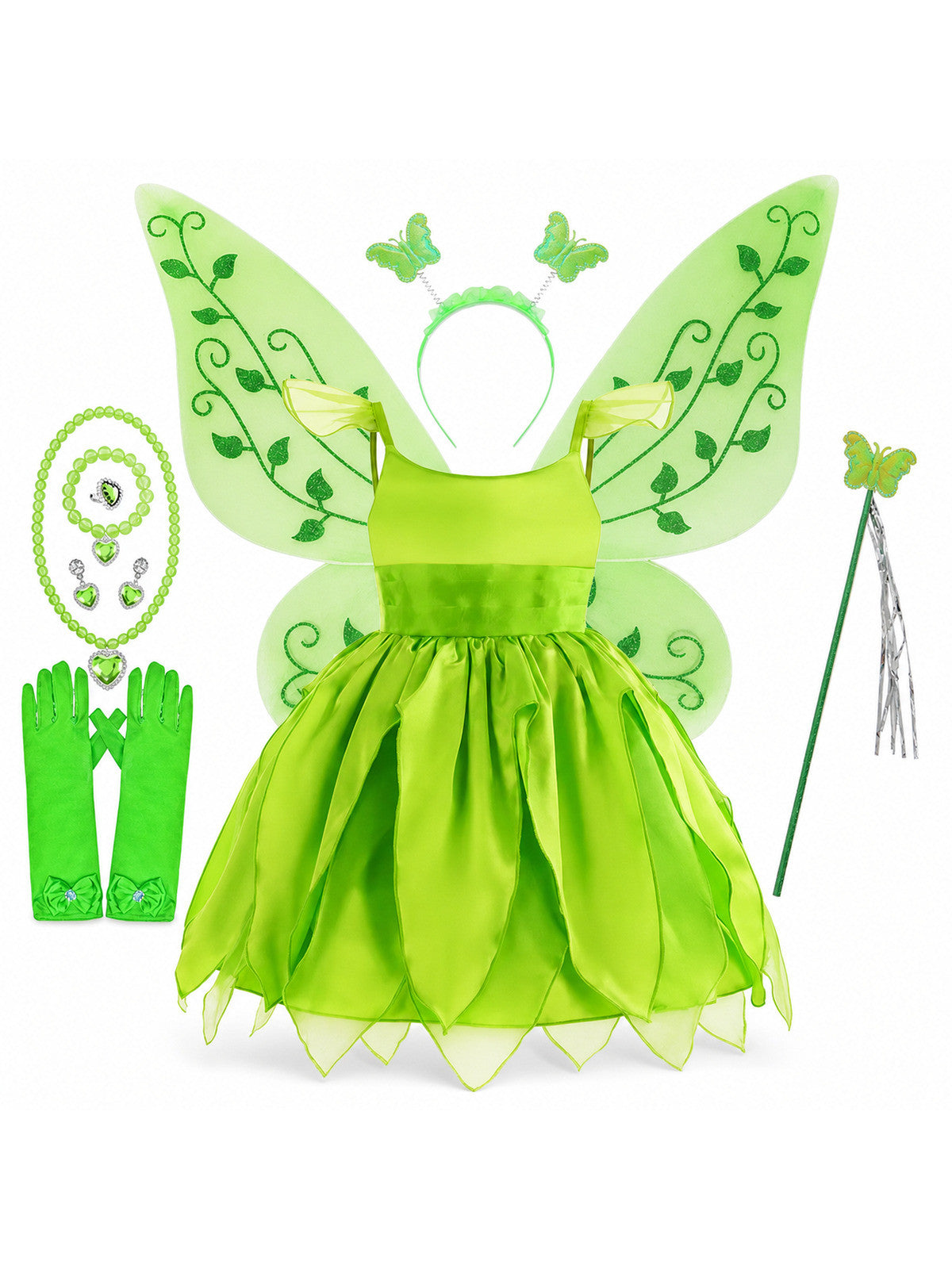 Disney Flower Fairy Dress Up Girls Cosplay Princess Dress Wings Halloween Elves main product view