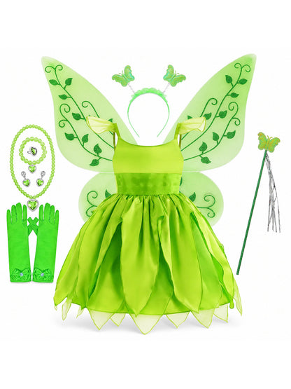 Disney Flower Fairy Dress Up Girls Cosplay Princess Dress Wings Halloween Elves main product view