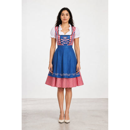 Bavarian Red Plaid Dirndl Dress with Apron main product view