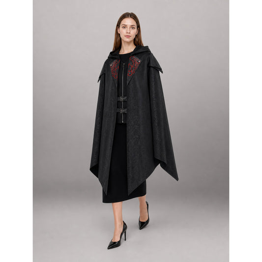 Black Gothic Hooded Costume Cloak
