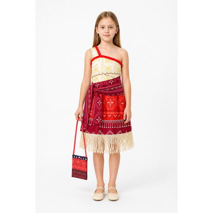 One-Shoulder Moana Costume with Fringe and Handbag main product view