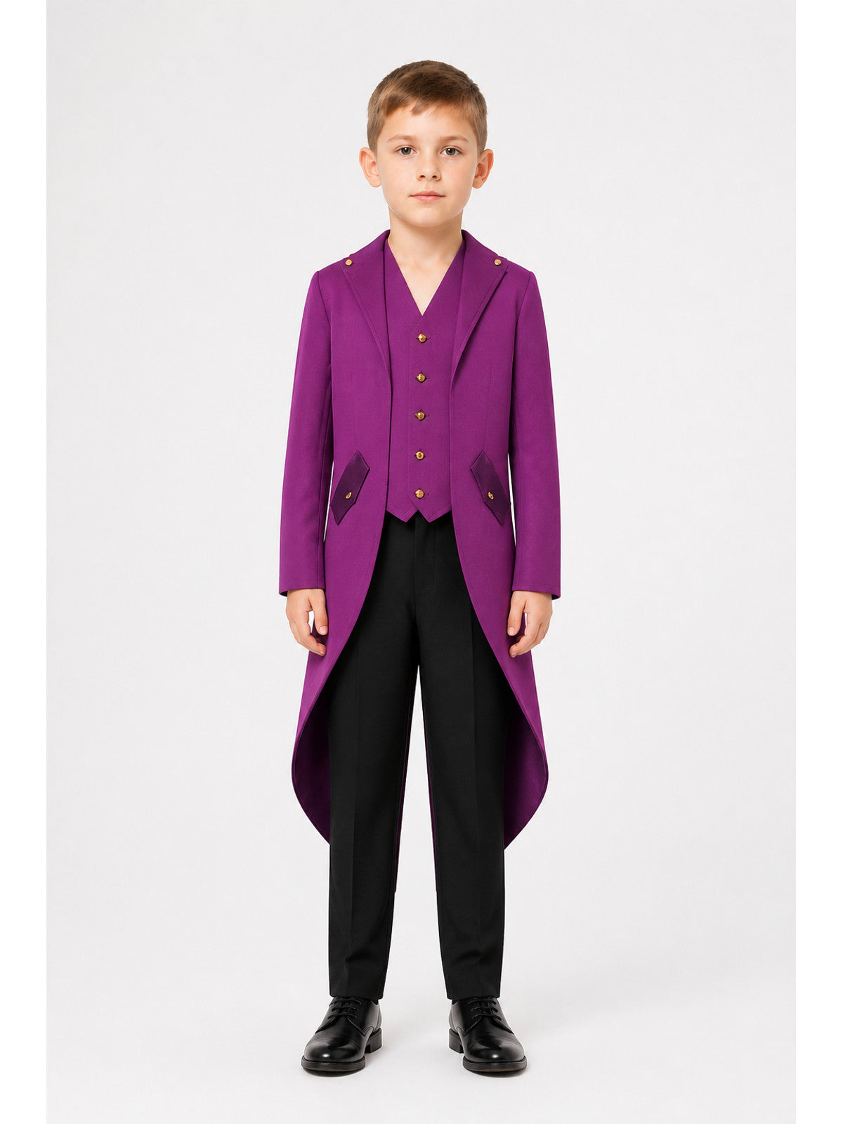 Purple Tailcoat with Lapels and Gold Buttons main product view