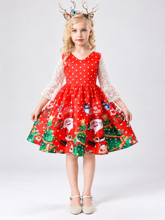 Kids' Festive Dress with New Year Print