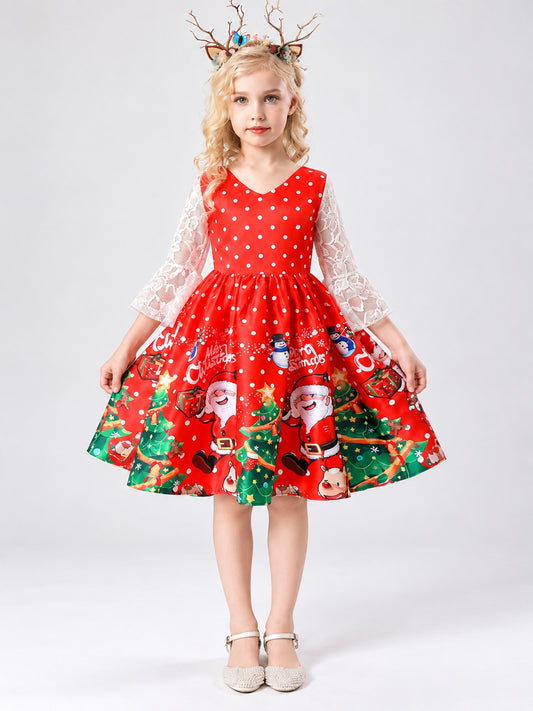 Kids' Festive Dress with New Year Print