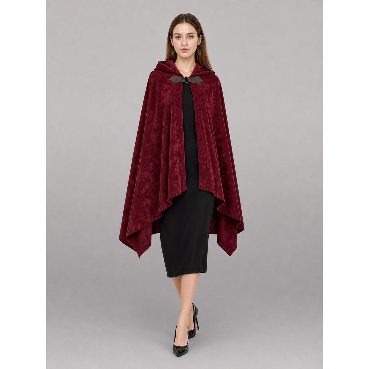 Burgundy Hooded Carnival Cloak