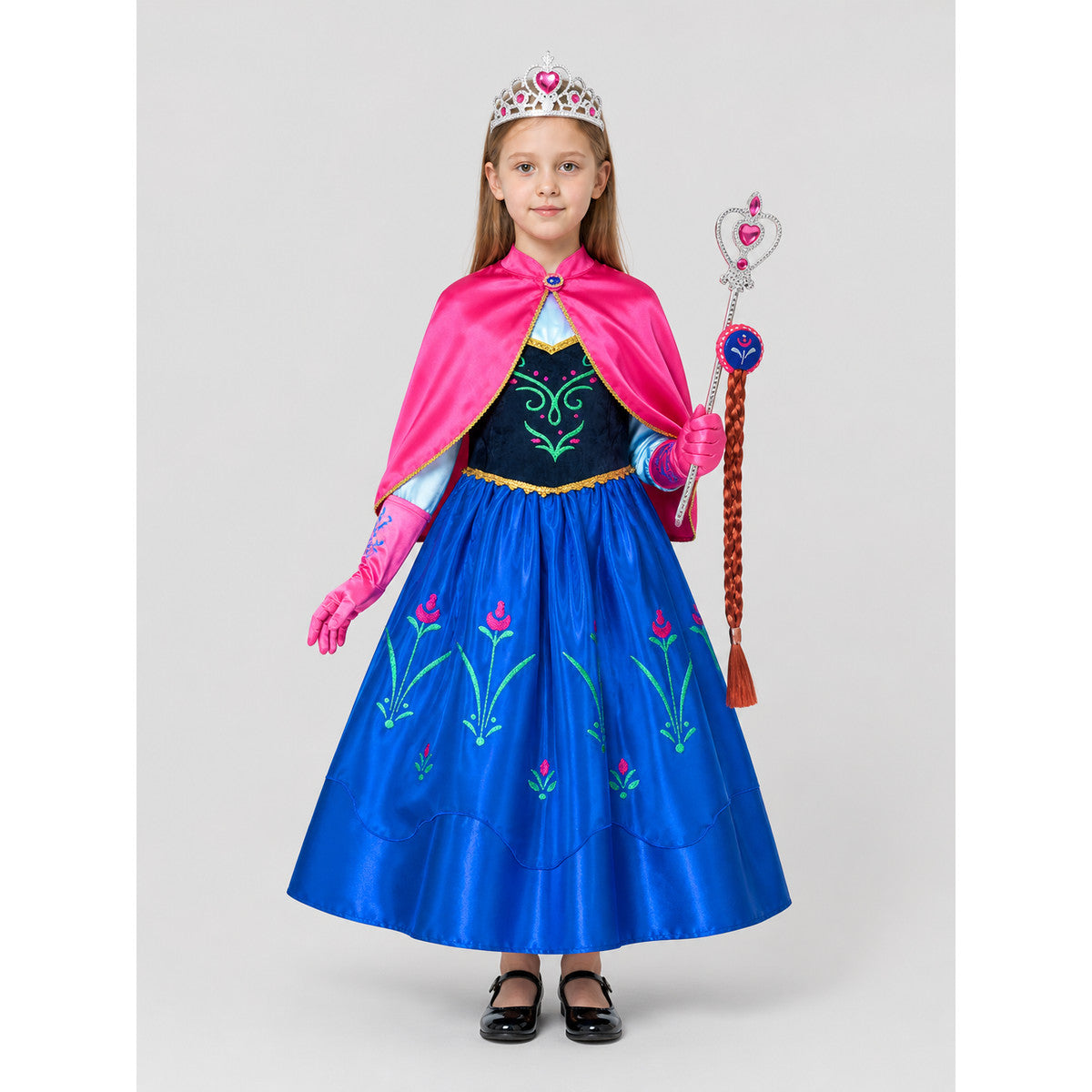 Princess Anna Costume with Cape and Accessories on-model view