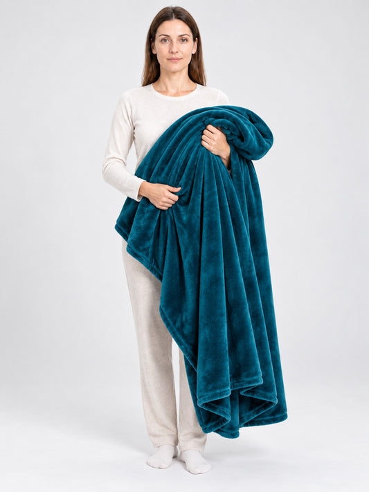 Soft Double-Sided Solid Dark Turquoise Blanket